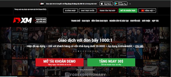 Truy cập vào website chính thức của sàn XM