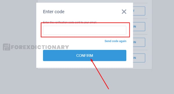 Nhập vào mã số được nhận từ email của LiteForex để xác minh tài khoản