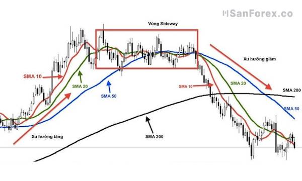 MA10, MA20 và MA50 được các nhà đầu tư sử dụng phổ biến trong forex