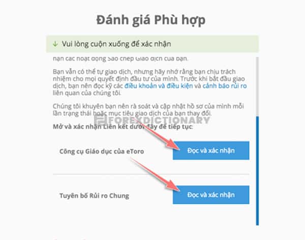 Hoàn tất phần đánh giá phù hợp rồi chuyển sang bước tiếp theo