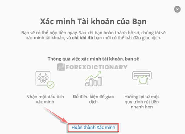 Xác minh tài khoản eToro