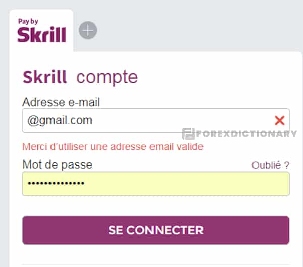 Đăng nhập vào ví Skrill để nạp tiền tại sàn FxPro