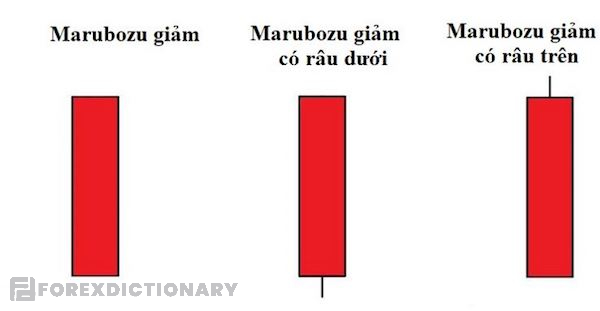 Biến thể của mô hình nến Marubozu giảm