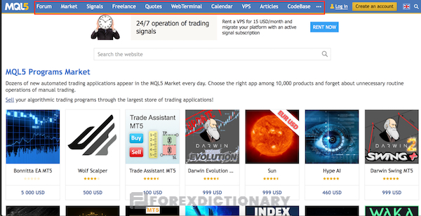 Giới thiệu những dịch vụ có mặt tại nền tảng mql5.com