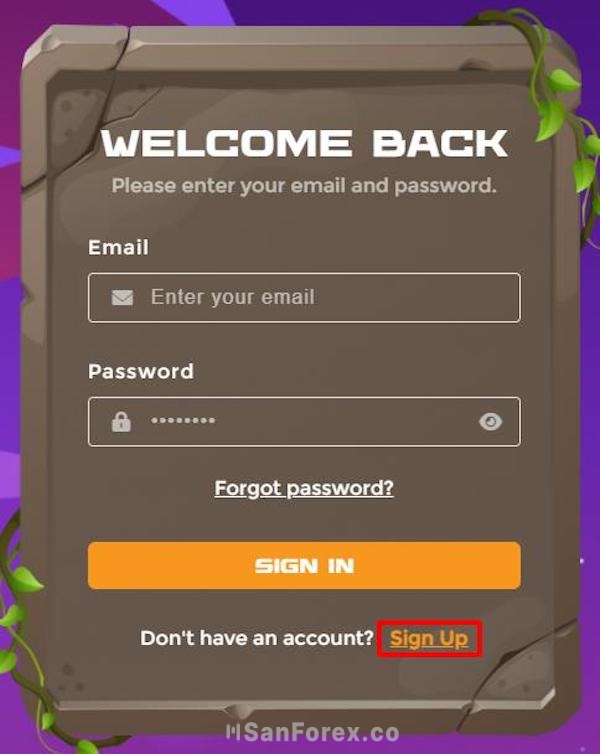 Bấm vào “Sign Up" để đăng ký tài khoản quỹ