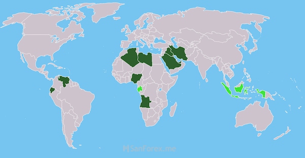 Một vài đất nước trên thế giới tham gia hoạt động tại tổ chức OPEC