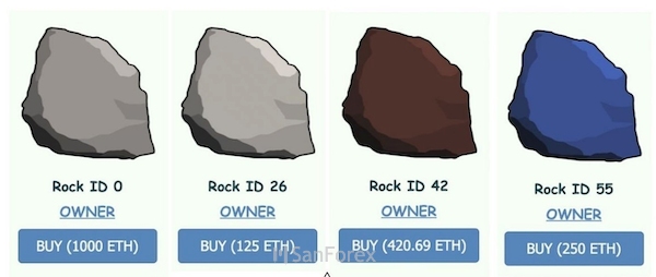 Hình thù của khối đá NFT EtherRock mà Justin đã mua