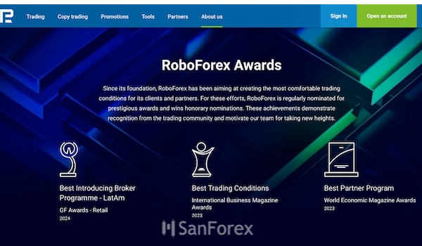 Sàn giao dịch RoboForex cũng nhận được nhiều giải thưởng về lĩnh vực Forex